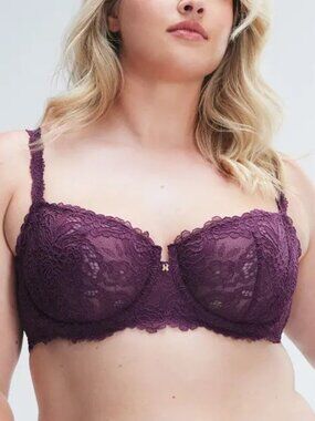 Savage X Fenty Womens Romantic Corded Lace Balconette Bra 46DD Purple Persuasion